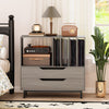 Record Player Stand Mid Century Turntable Stand with Open Compartment