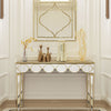 Silver Mirrored Entryway Console Table Sofa Side Table with Gold Rim for Hallway