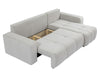 Corner Sofa Bed with Storage Universal Corner Side Cream Velvet Fabric FURYN