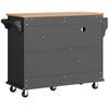 KITCHEN ISLAND ROLLING TROLLEY STORAGE CABINET WITH 2 DRAWERS AND CUPBOARD BLACK
