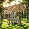 3 x 3 m Wooden Pergola Kit, Garden Gazebo Shelter for Climbing Vines, Dark Brown
