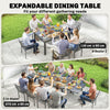 Extending Garden Table for 6-10, Aluminium Outdoor Dining Table, Glass Top