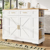 Rolling Kitchen Island on Wheels Storage Trolley w/ Large Cabinet Cupboard White