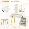 Makeup Dressing Table with Reversible Cabinet and 3 Light Colors-White
