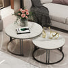 Coffee Table Set of 2 Nesting Accent TablesWhite Marble Top Stacking Side Desk