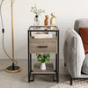 3-Tier Coffee Table w/ Tempered Glass Top Storage Drawer and Shelves Steel Frame