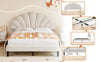 Double Bed 135x190 cm Velvet Upholstered Platform Bed Frame with Headboard Beige