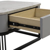 Square Nesting Coffee Table Set of 2 Stacking Side Tables with 2 Drawers Storage