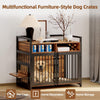 Large Dog Crate Wooden Kennel Heavy Duty Cage with Feeder End Table Pet Furnitur