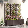 Outsunny Plastic Planter Box with Trellis, Vegetable Planter w/ Drain Plugs