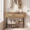 Freestanding Sofa Table with Flip Doors & Open Storage Shelf