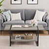 2-Tier Farmhouse41''Large Wood Coffee Table,Storage Shelf Rectangle Center Table