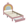 Upholstered Bed 3ft Single Bed Frame with Storage Drawer and Rainbow Headboard