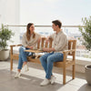 Wooden Garden Bench with Table, Shelf, 2-3 Seater Outdoor Loveseat, Teak