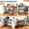 Collapsible Computer Desk with Wheels,Mobile Workstation w/ 3-Tier Metal Shelves