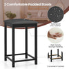Bar Table Set Marble Effect Top Compact Breakfast Dining Table with Stools Black