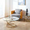 90cm Round Tempered Glass Coffee Table with Gold Chrome Leg for Living Room