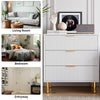 3 Drawer Chest of Drawers w/ Metal Legs, Bedroom Bedside Storage Cabinet Hallway