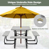 8-Person Outdoor Portable Picnic Table Bench Set w/Umbrella Hole & 4 Benches