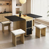 Drop Leaf Dining Table and 4 Stools Set, 5 Piece Foldable Kitchen Table Set