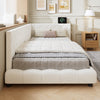 Upholstered Single Bed Frame 3ft Daybed w/ Headboard, Boucle, 90x190 cm, Beige