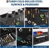 48in Workbench Metal Tool Storage w/ Pegboard 3 Drawer Under Shelf Power Outlet