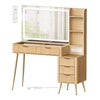 Dressing Table Tempered Glass Top Vanity Makeup Desk 5 Drawers LED Mirror