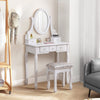 White Dressing Table Set with 5 Drawers Mirror and Stool Makeup Vanity Table