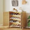 Bamboo Shoe Cabinet with Louvered Doors, 14 Pairs Footwear Cupboard for Hallway