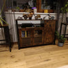 Large Industrial Glass Fronted Sideboard Storage Buffet Cabinet Kitchen Cupboard