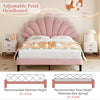 DOUBLE BED 135X190 CM VELVET UPHOLSTERED PLATFORM BED FRAME WITH HEADBOARD PINK