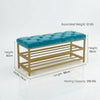 2-Tier Velvet Top Bamboo Gold Metal Shoe Rack Stand Shoe Storage Shelf Hallway