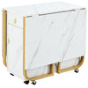 Folding Dining Table Rolling Drop Leaf Table with Drawers Cabinet Kitchen Table