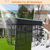 XXL Large Outdoor Dog Kennel Crate Fully Covered Roof Dog Fence Pen Feeder Door