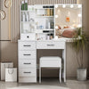 Dressing Table Makeup Desk 10 LED Lights Mirror 6 Drawers & Stool Set Vanity