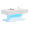 Coffee Table White High Gloss with App Controlled LED & Drawers for Living Room