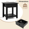 3-Tier Modern Bedside Table Nightstand with Drawer Set of 2-Black