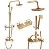 Antique Brass Shower Faucet 8” Rainfall Shower Set Shower Tap System Waterfall