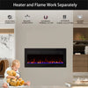 Electric Fireplace Wall Mounted LED Flame Heater Remote Timer Black Modern