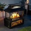 Log Burner Fire Pit Chiminea Heater Mesh Surround Steel and Storage Outdoor