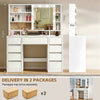Dressing Table w/ Power Outlet 9 Drawer 10x Magnifying Mirror & Led Slide Mirror