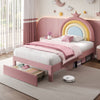Upholstered Bed 3ft Single Bed Frame with Storage Drawer and Rainbow Headboard