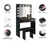 LED Light Vanity Dressing Table Set Bedroom Makeup Desk With Mirror Drawer Stool