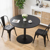 Wooden Round Dining Table Modern Kitchen Table w/ Metal Base Space Saving 100CM