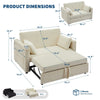 Modern Corduroy Sofa Bed 2-Seater Pull-Out Loveseat Sleeper w/ USB Ports