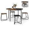 118cm Round Kitchen Table & 4 Stools with Wooden Tabletop Brown