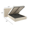 Beige Velvet Double Ottoman Bed with Wide Headboard - Iman IMN001DA