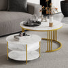 Set of 2 Nesting Coffee Tables Round Stacking Sofa Side Tables for Living Room