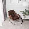 Distressed Tan Leather Armchair Occasional Retro Button Sofa Chair Padded Seat