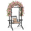 COSTWAY Outdoor Porch Swing with Stand and 2 Trellises for Adults